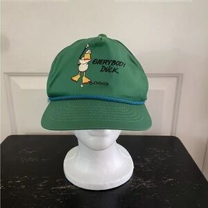 Vintage Novelty Golfing Joke Everybody Duck Green Adjustable Golfers Hat